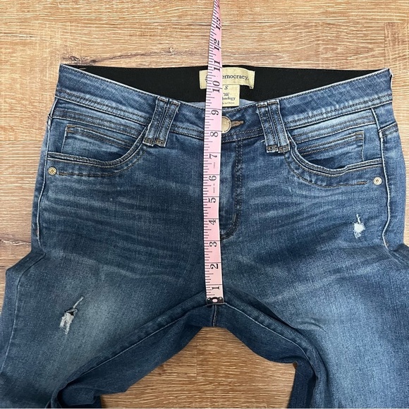 DEMOCRACY AB Technology Distressed Medium Wash Raw Hem Skinny Jeans Size 8 - Picture 10 of 11